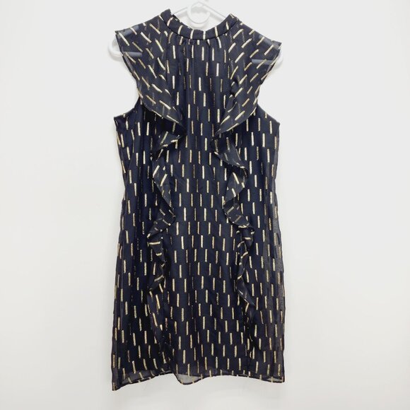 WorthingtoMid Dress Womens Sleeveless Black Metallic Ruffle Size 6 - Picture 13 of 14